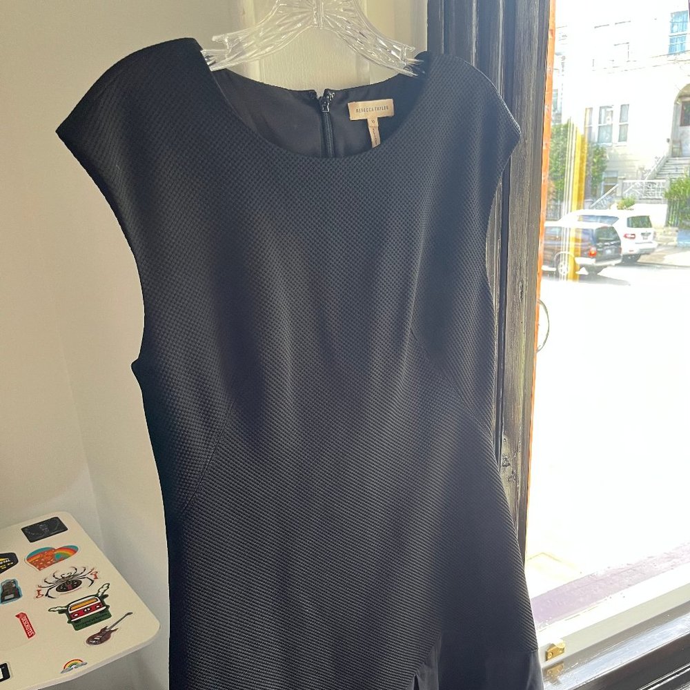 Rebecca Taylor Terri Round-Neck Sheath Dress With Flounce Hem Black Size 10